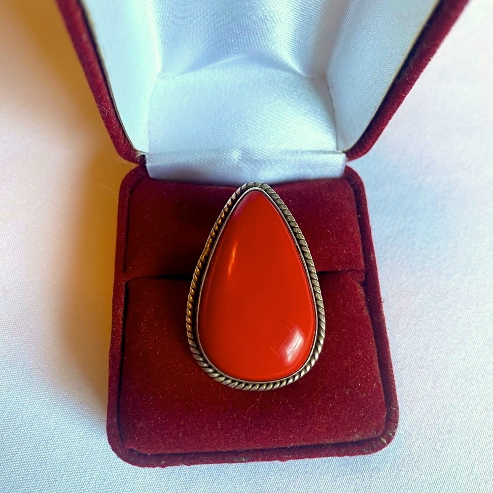 Red Agate Sterling Silver Western Ring Size 7